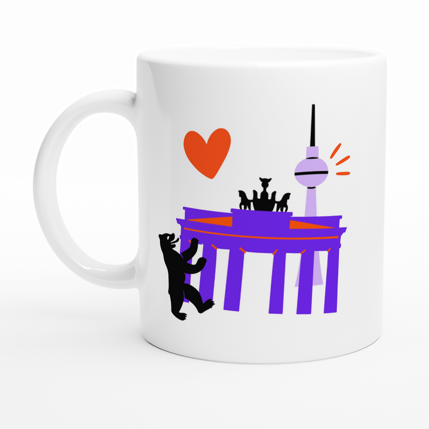 Personalisierte Berlin-Tasse mit Brandenburger Tor und Berliner Fernsehturm