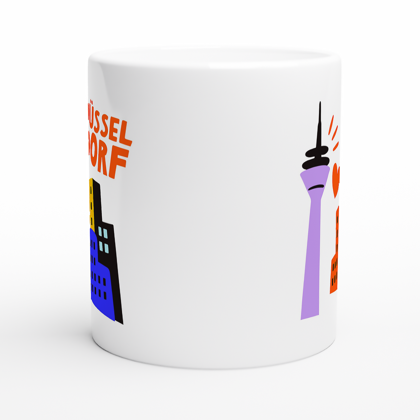 Souvenir Tasse mit Düsseldorf-Motiv inkl. Gehry-Bauten