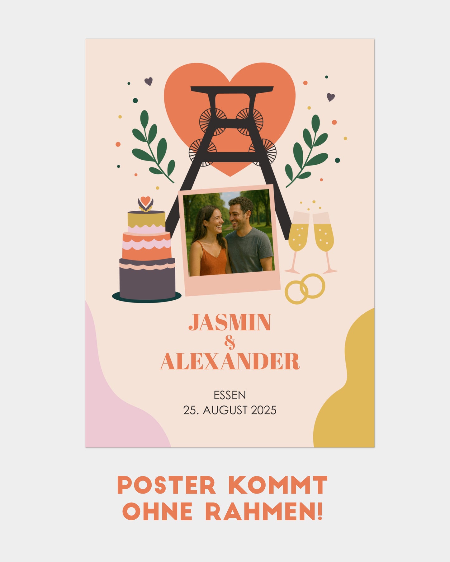Hochzeitsposter mit Personalisierung für das Ruhrgebiet. Geschenkidee für Hochzeitspaar.