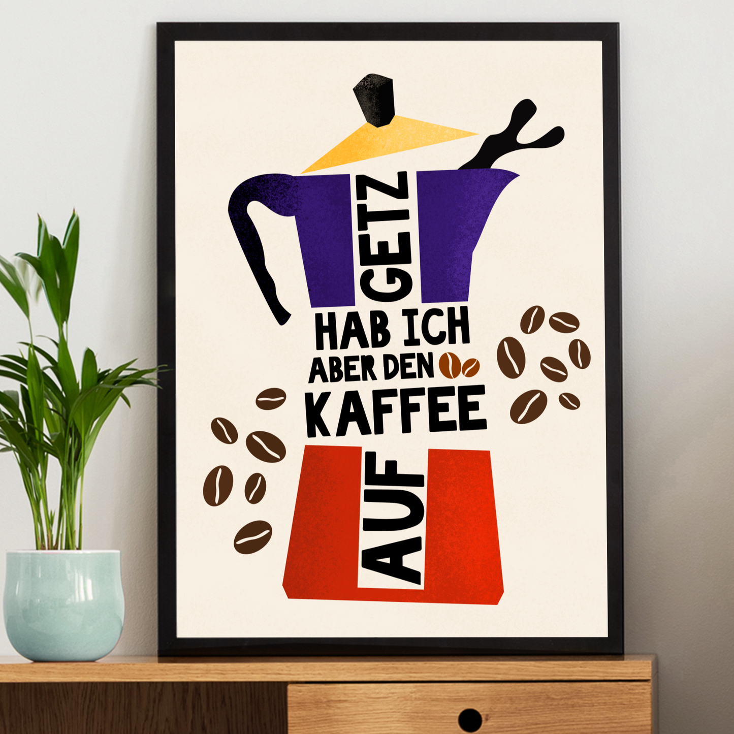 Modernes Wandbild mit humorvollem Ruhrgebiet-Spruch und kreativer Gestaltung.
