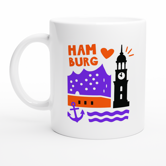 Hamburg Tasse mit Elbphilharmonie und Michel Illustration