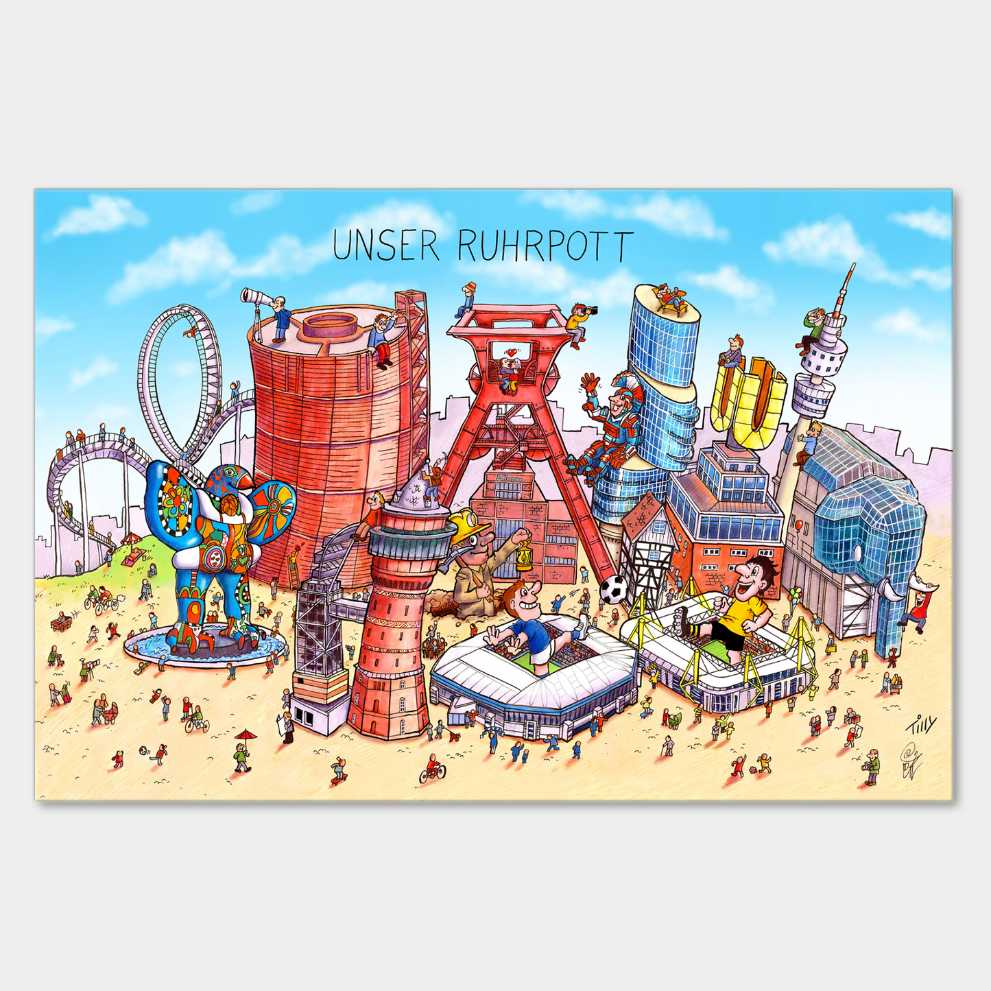Kunstvolle Leinwand mit witzigem Ruhrgebiet-Design, inspiriert von Karnevalswagenbauer Jacques Tilly