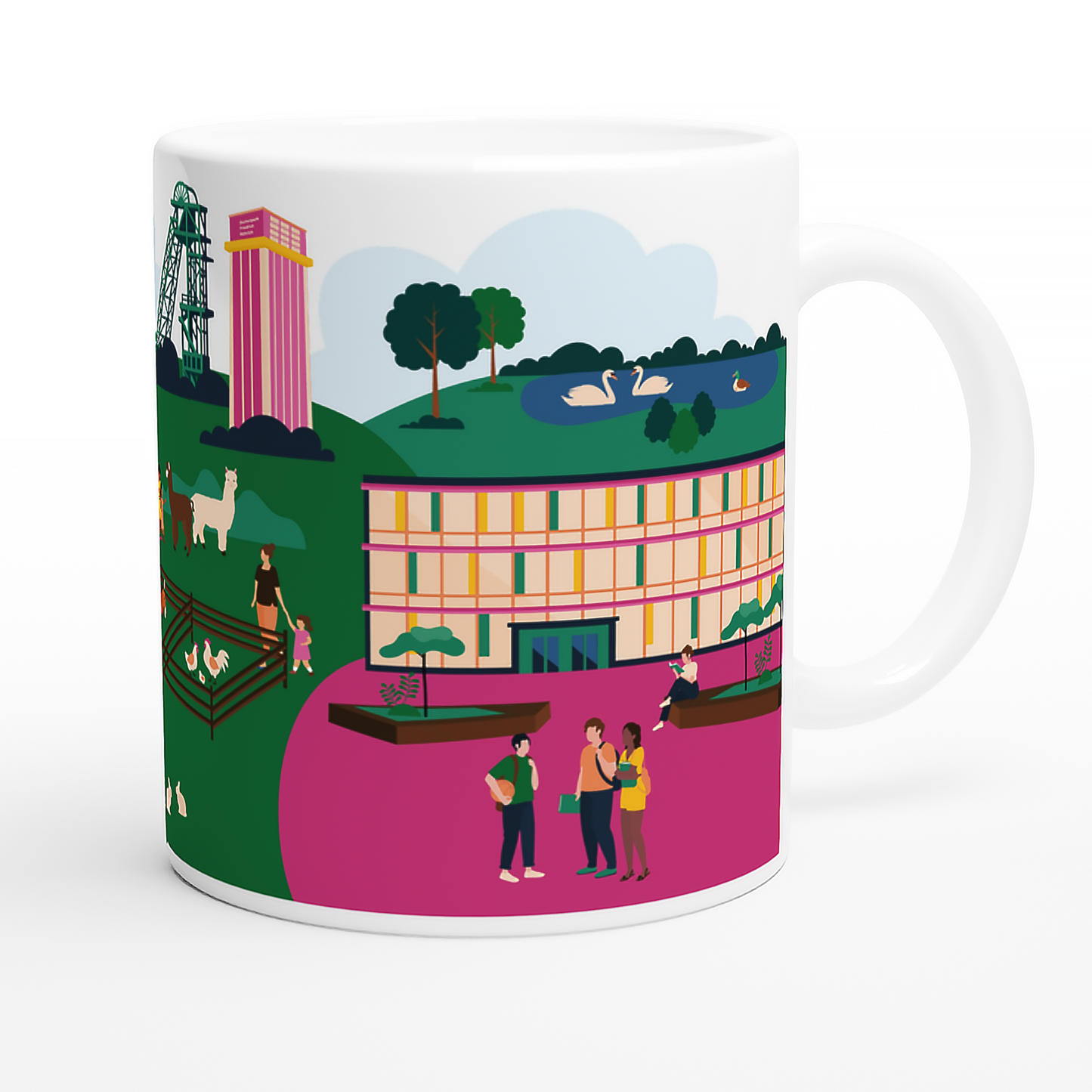 Kamp-Lintfort Tasse mit Hochschule Rhein-Waal und Zechenpark als urbanes Stadtmotiv.