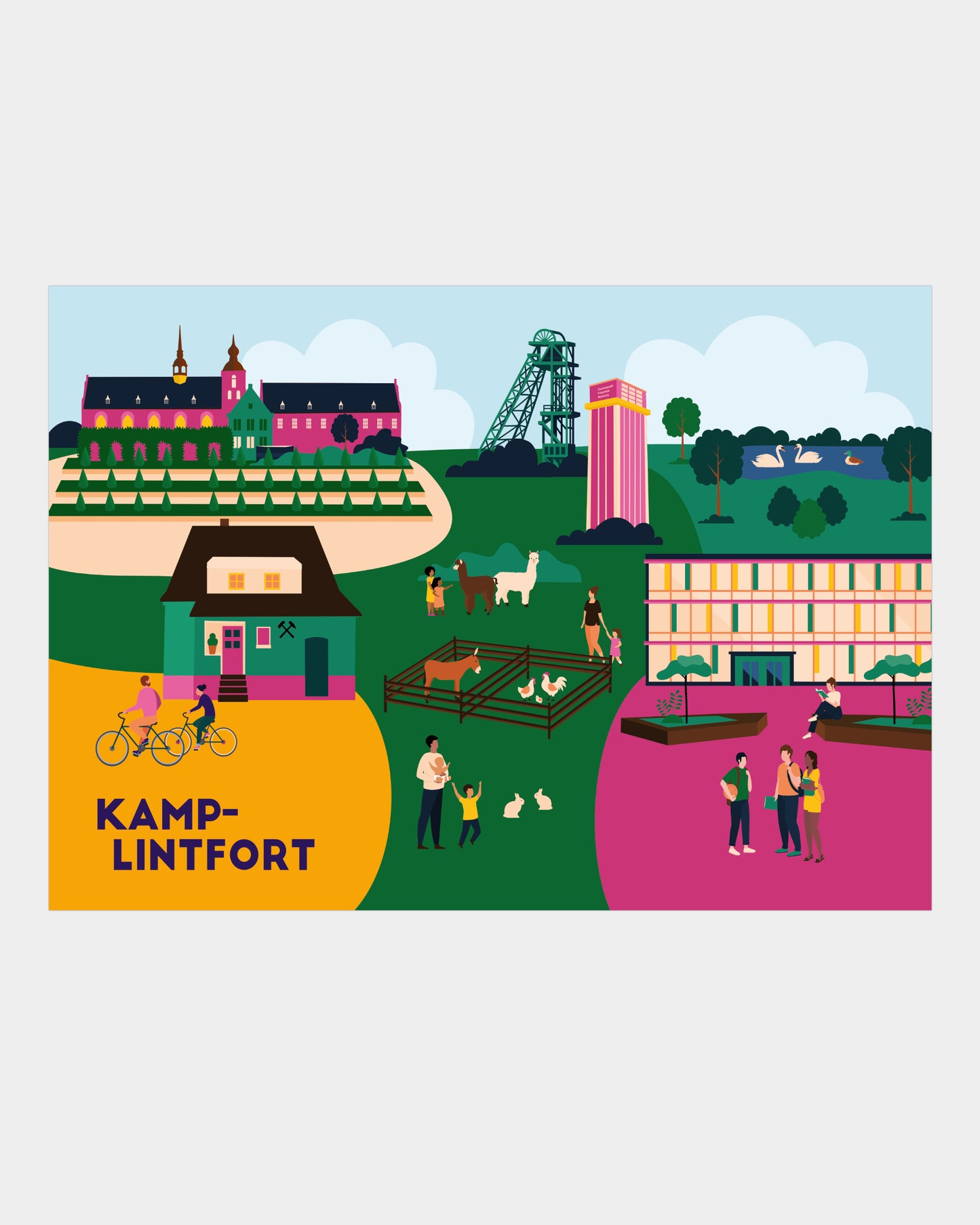Minimalistischer Kunstdruck mit Wahrzeichen von Kamp-Lintfort