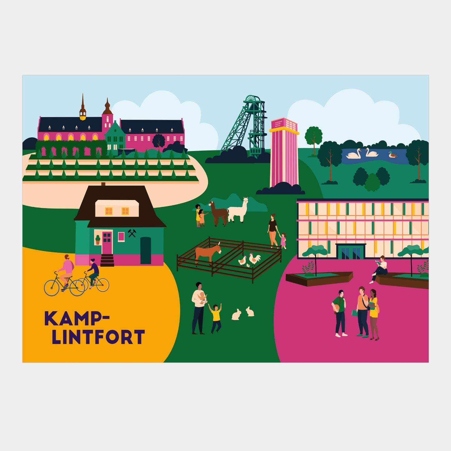 Minimalistischer Kunstdruck mit Wahrzeichen von Kamp-Lintfort