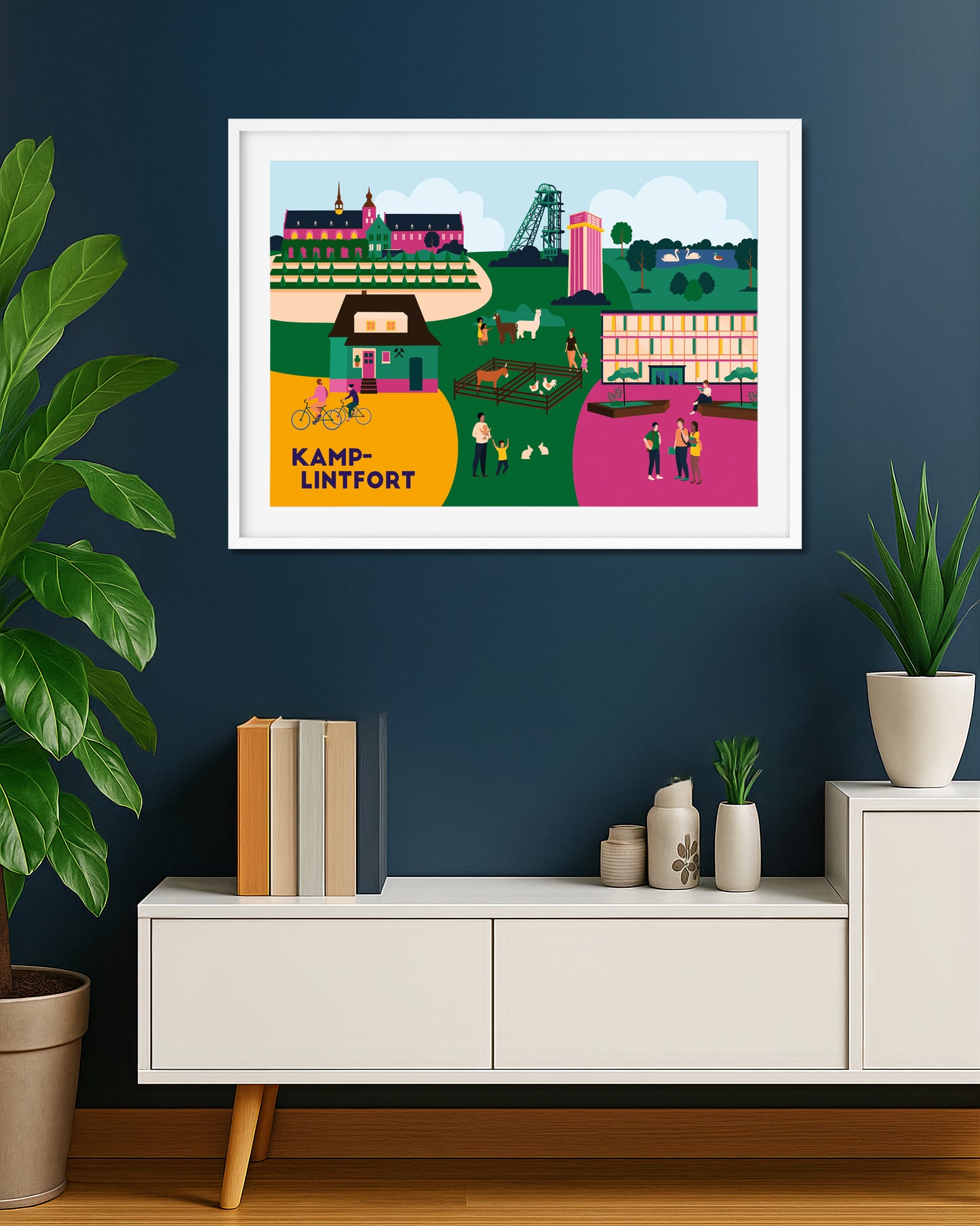 Kamp-Lintfort Poster mit Kloster Kamp, Uni und Pappelsee