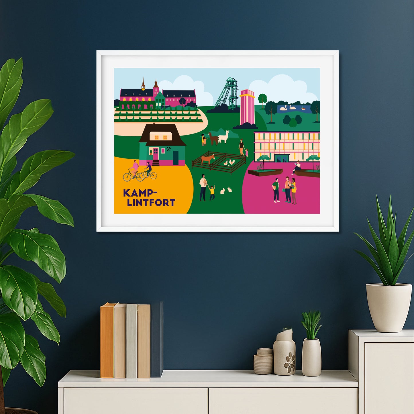 Kamp-Lintfort Poster mit Kloster Kamp, Uni und Pappelsee