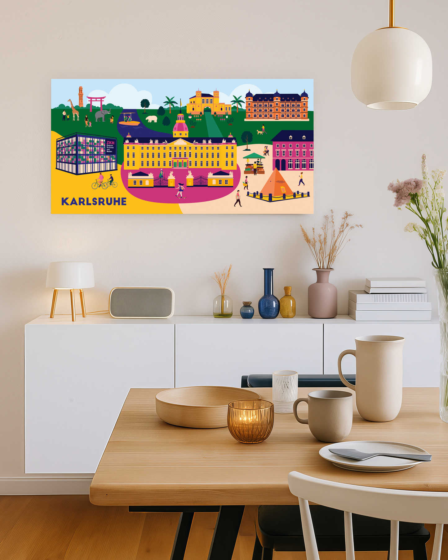 Karlsruhe Leinwand Wandbild mit ZKM & Schloss