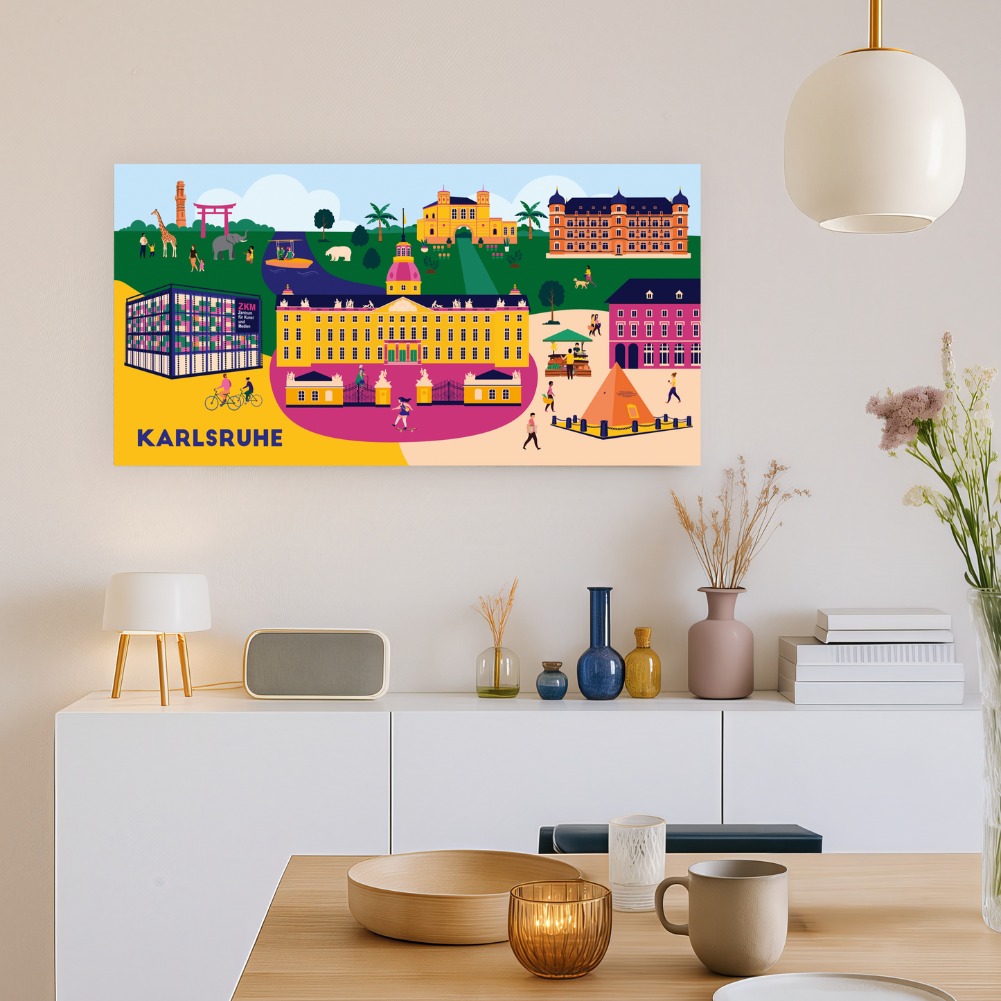 Karlsruhe Leinwand Wandbild mit ZKM & Schloss