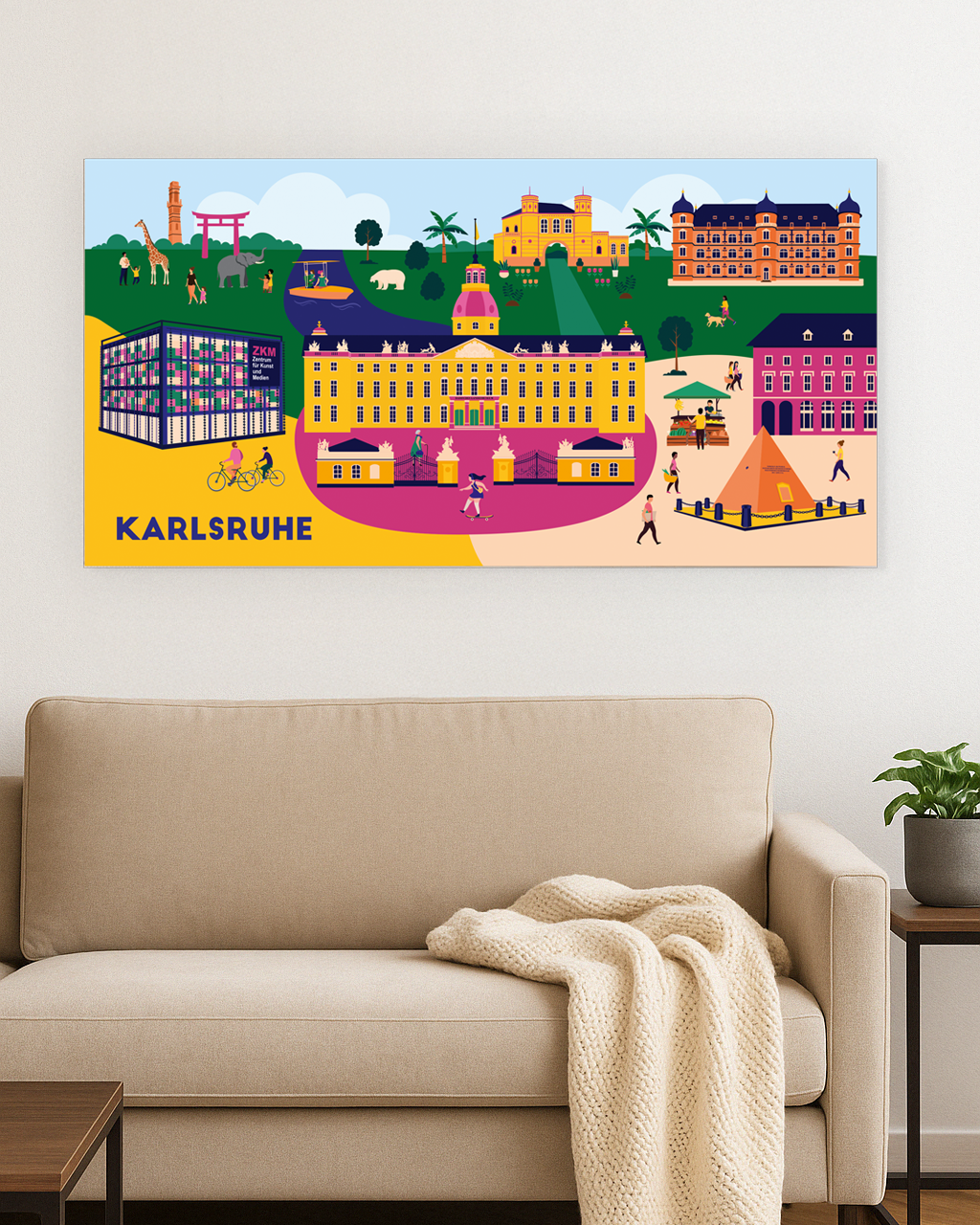 Wandbild Karlsruhe Sehenswürdigkeiten moderner Stil