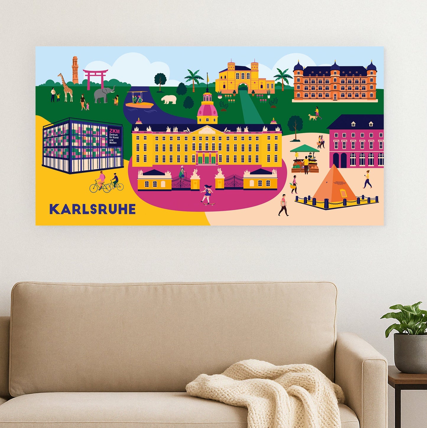 Wandbild Karlsruhe Sehenswürdigkeiten moderner Stil