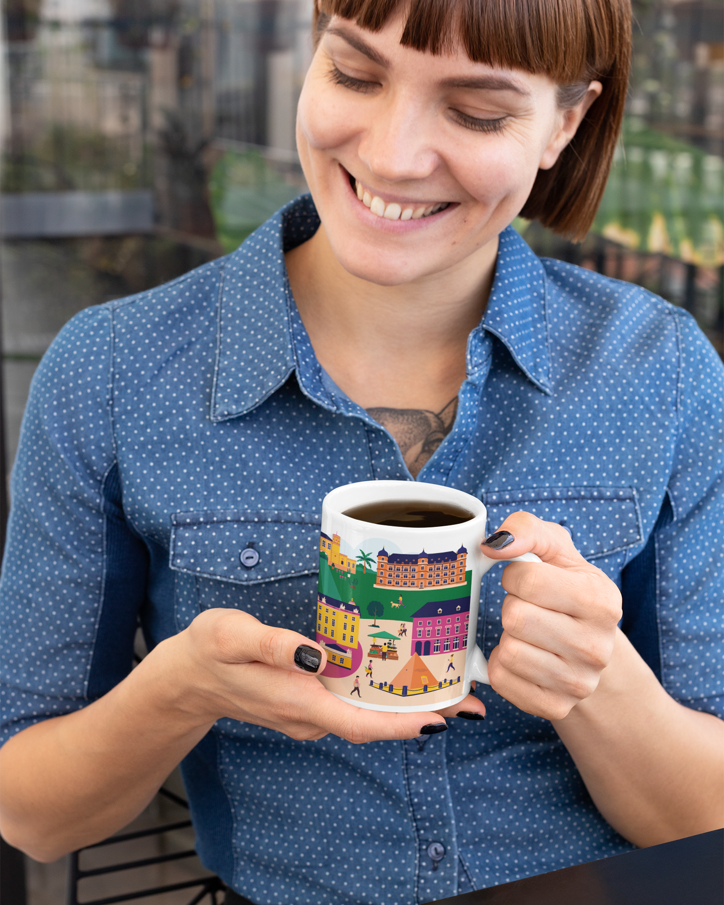 Kaffeetasse mit Karlsruhe Motive, Geschenkidee und Souvenir