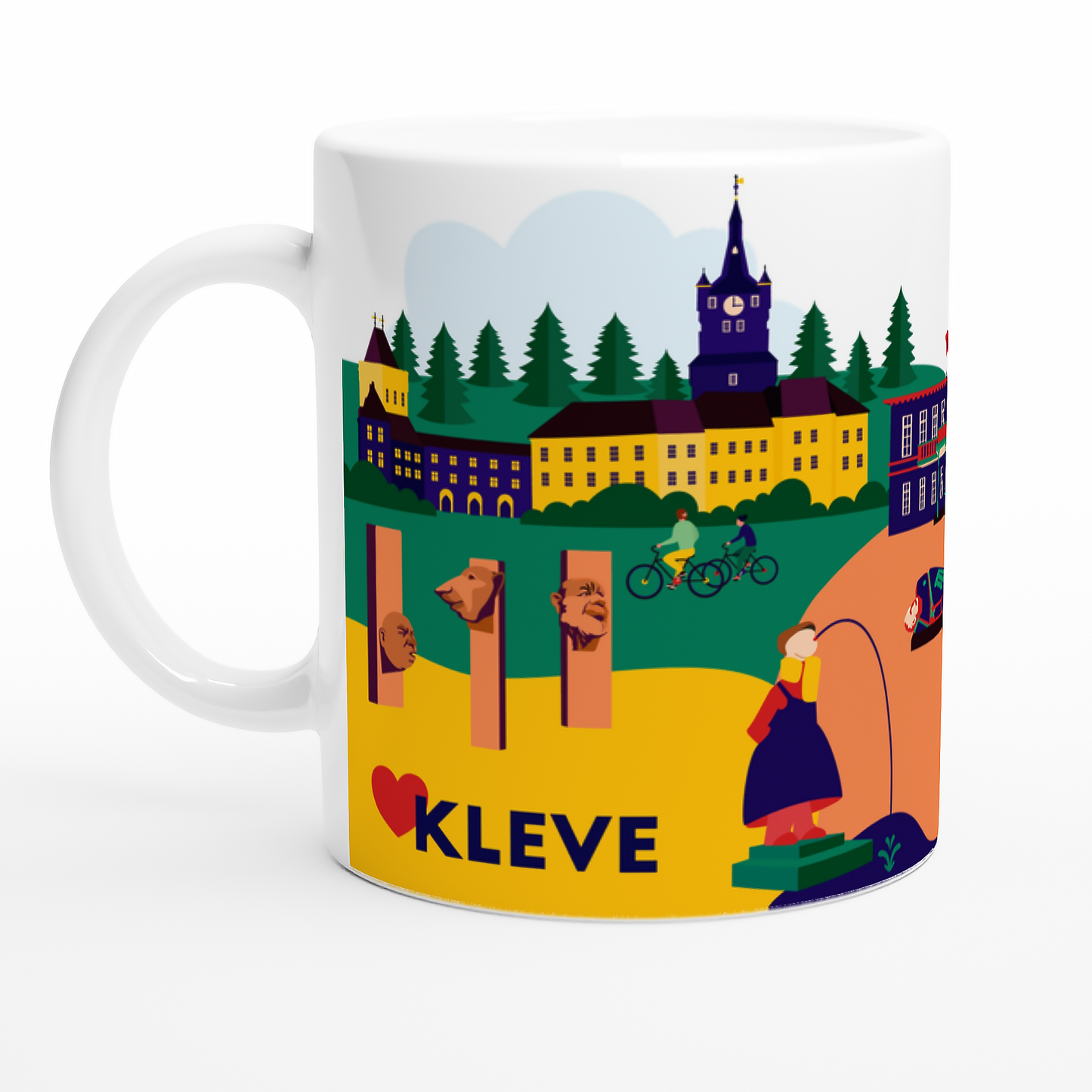 Kleve Tasse mit buntem Stadtmotiv und Schwanenburg