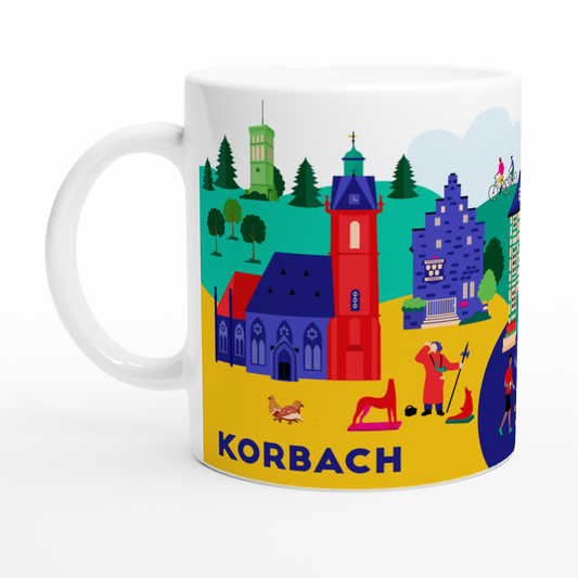 Korbach Tasse mit moderner Stadtillustration und Wahrzeichen