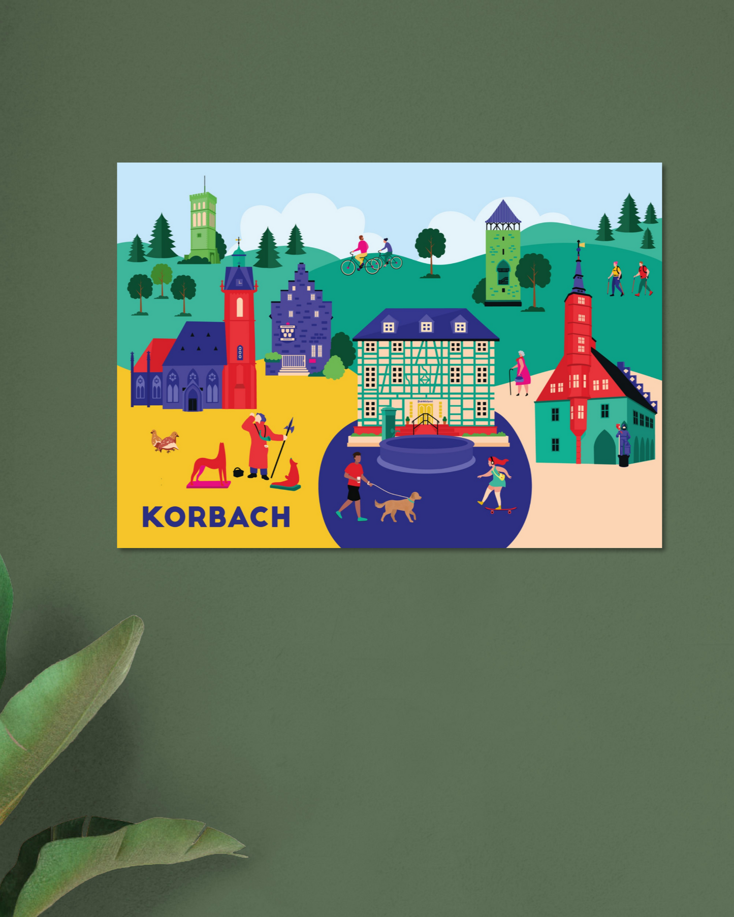 Moderne Wandkunst: Korbach Poster mit Stadtbücherei und Kump