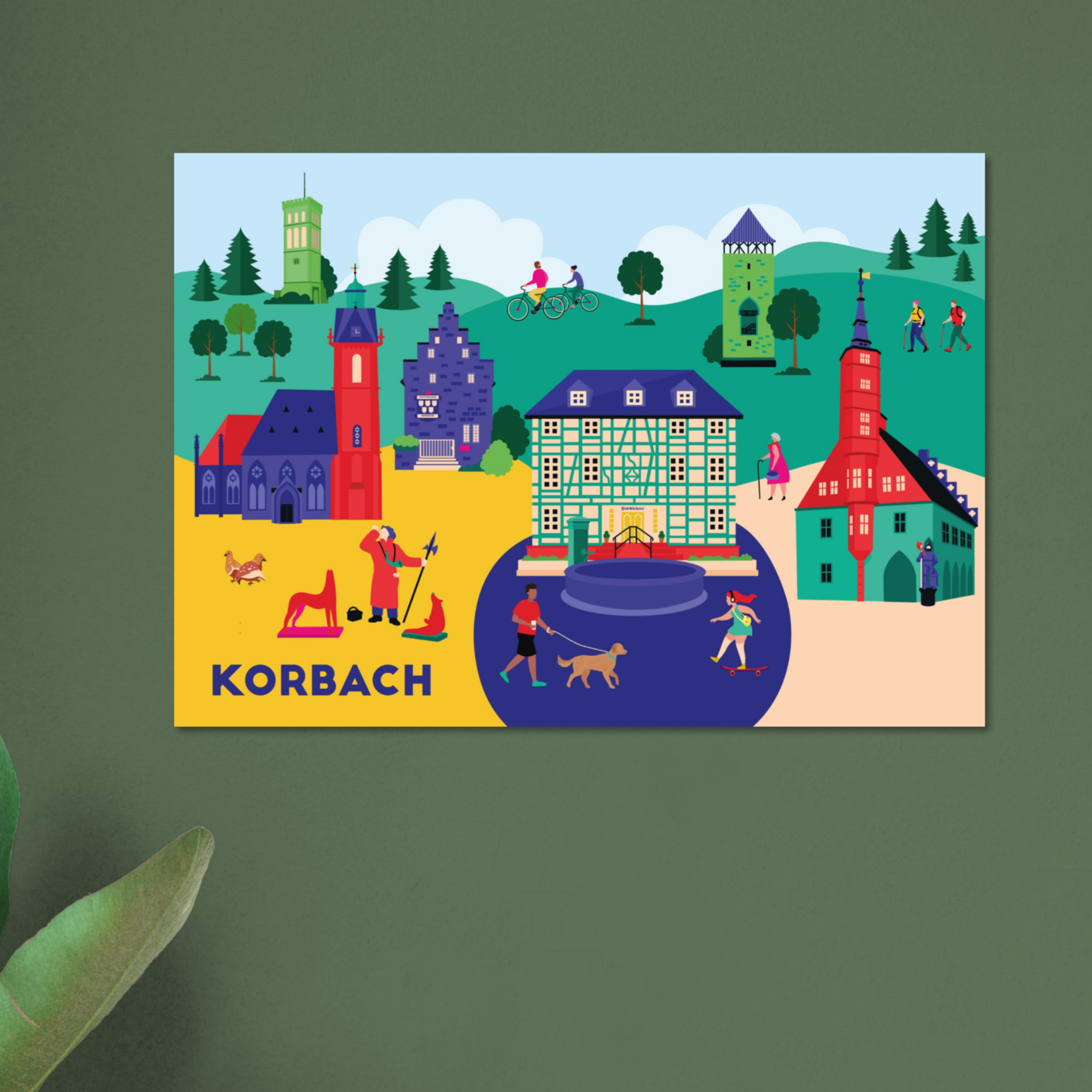 Moderne Wandkunst: Korbach Poster mit Stadtbücherei und Kump