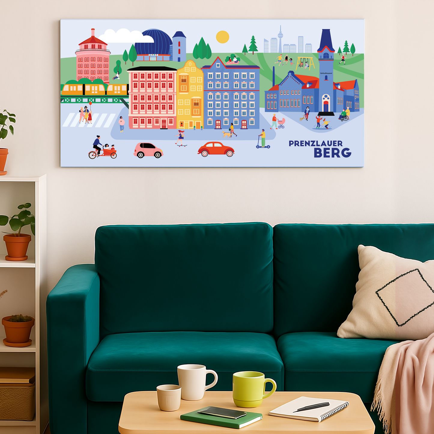 Leinwand mit Prenzlauer Berg Illustration für Wohnzimmer