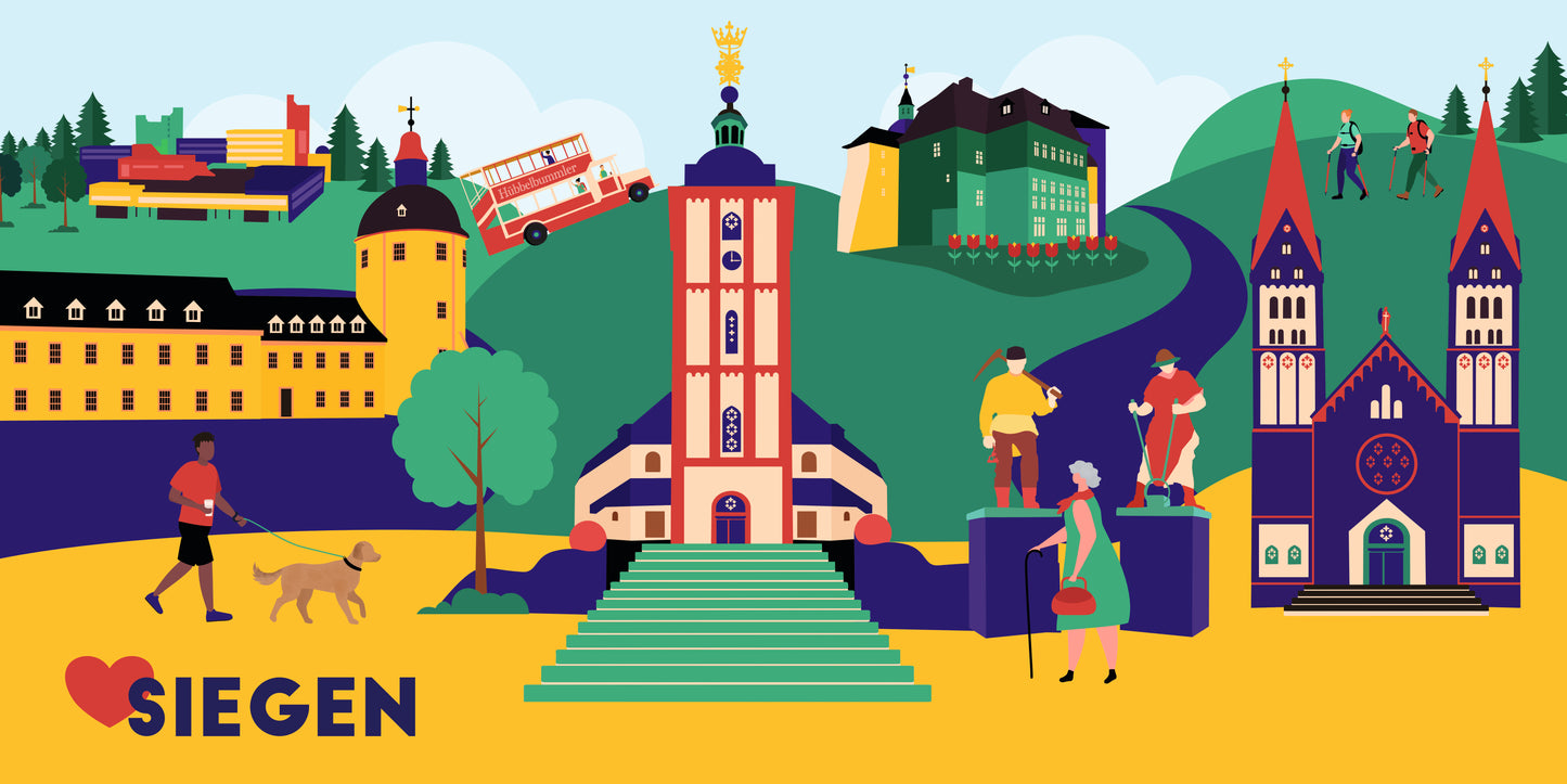 Siegen-Leinwand – Geschenkidee mit Motiven aus Altstadt, Schloss und Uni