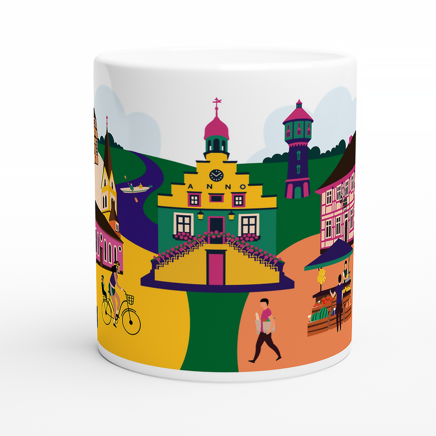 Stadtillustration auf Keramiktasse mit St. Bonifatius Kirche