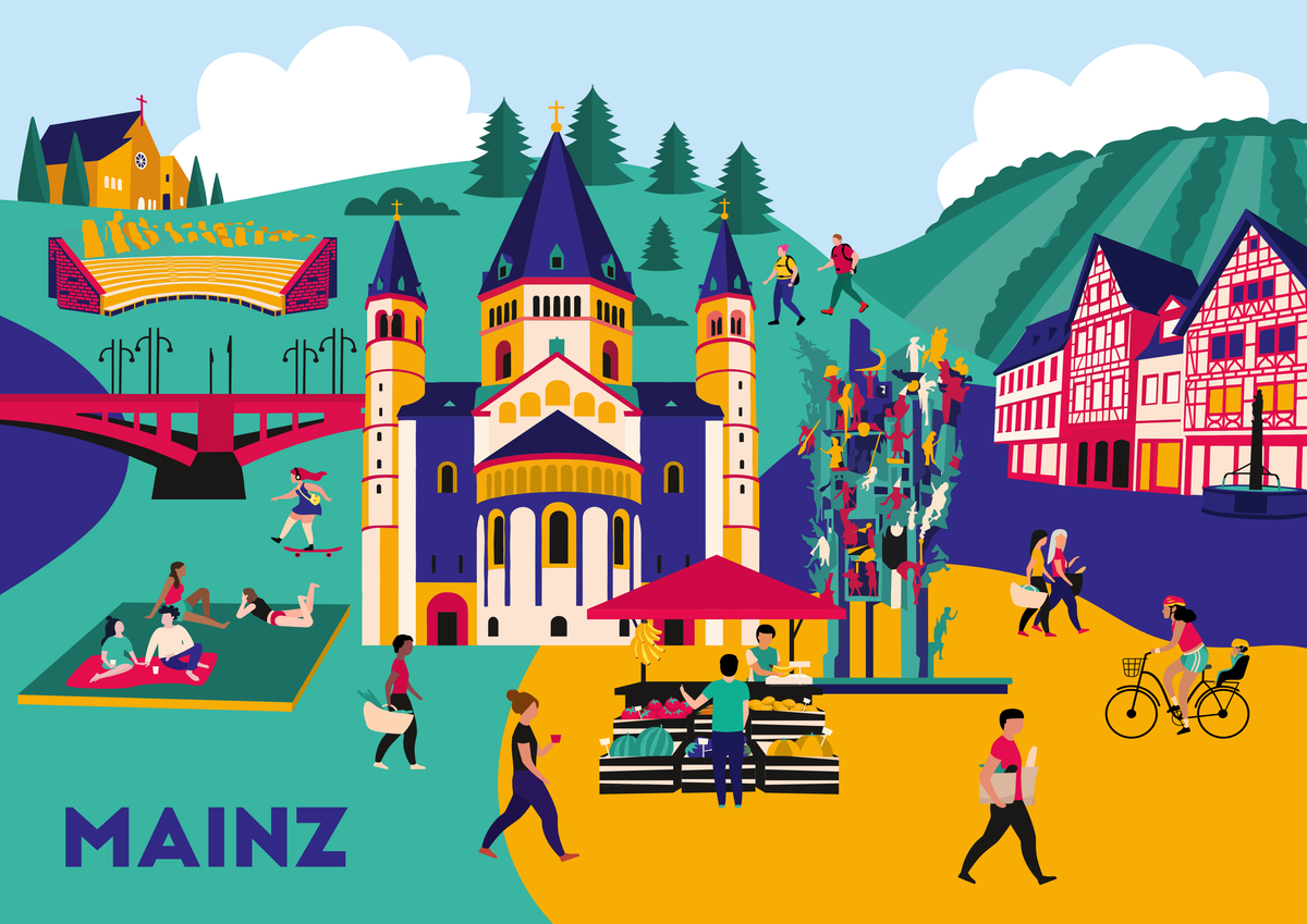 Mainz Poster als visuelle Begleitung für einen Gutschein Städtetrip.