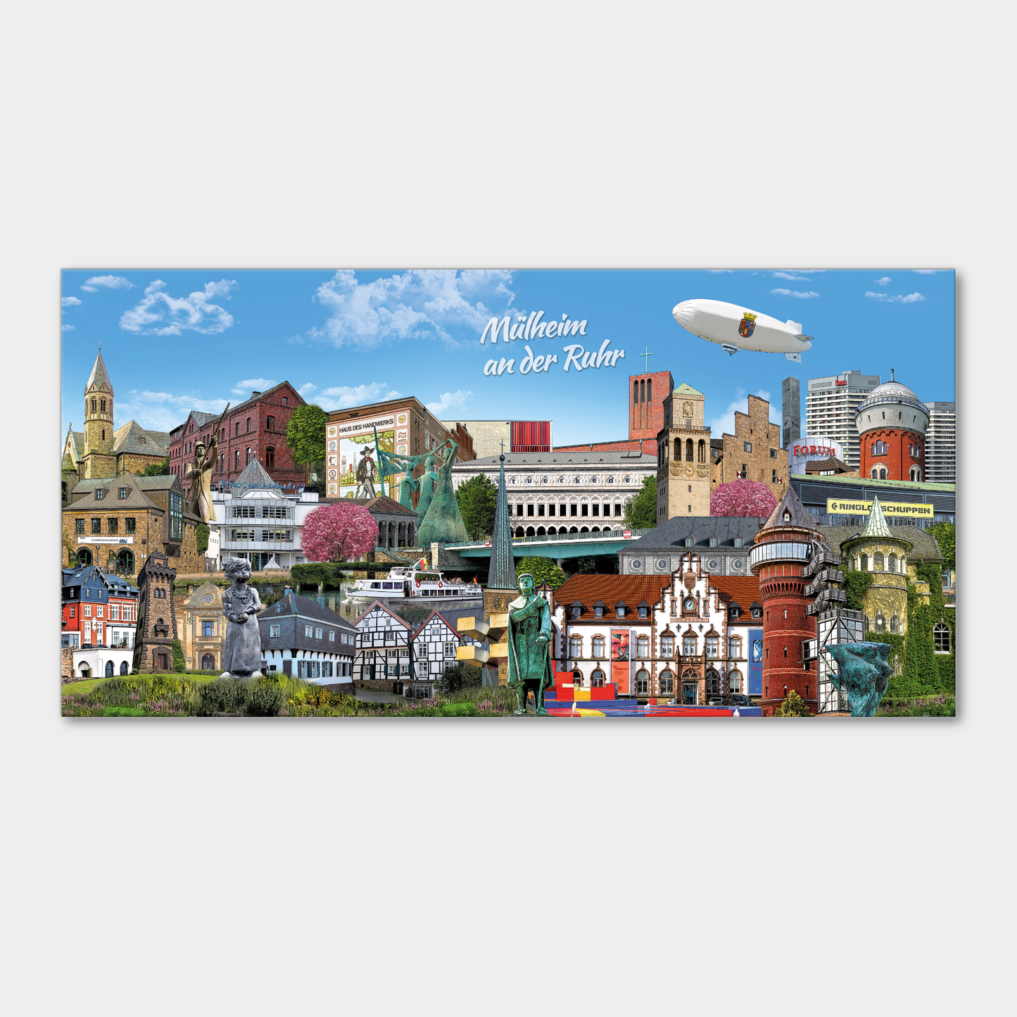 Stilvolles Wandbild mit den schönsten Sehenswürdigkeiten der Stadt.