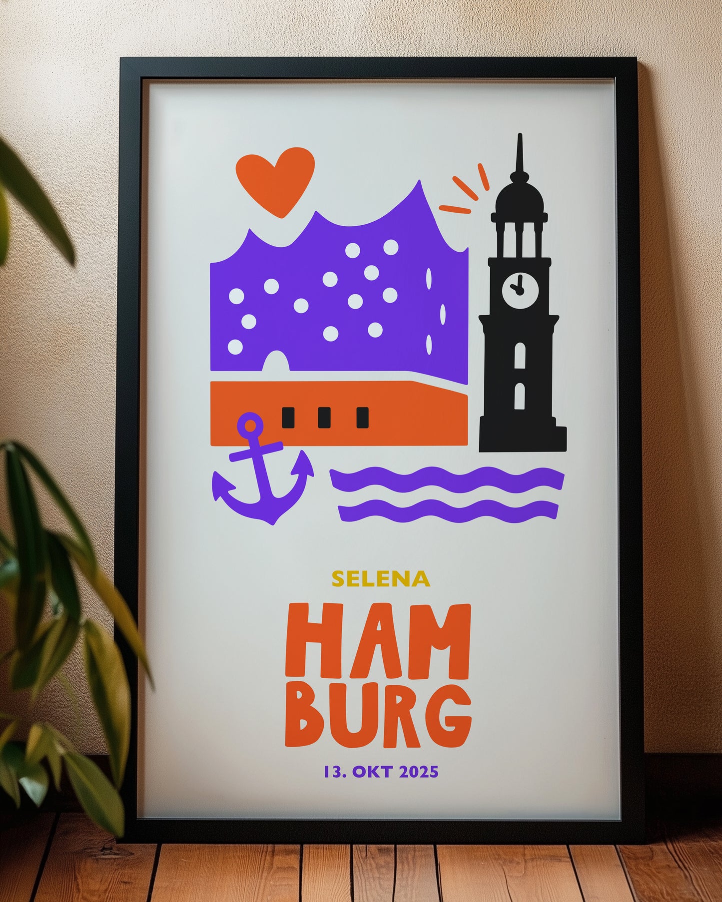 Kunstdruck Hamburg mit Name und Datum individualisierbar