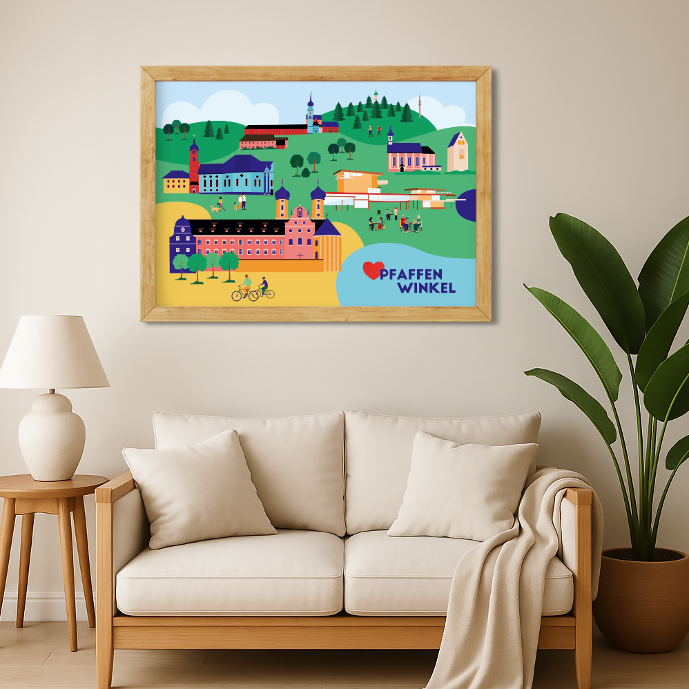 Poster mit Wieskirche, Benediktbeuern und Hohem Peißenberg
