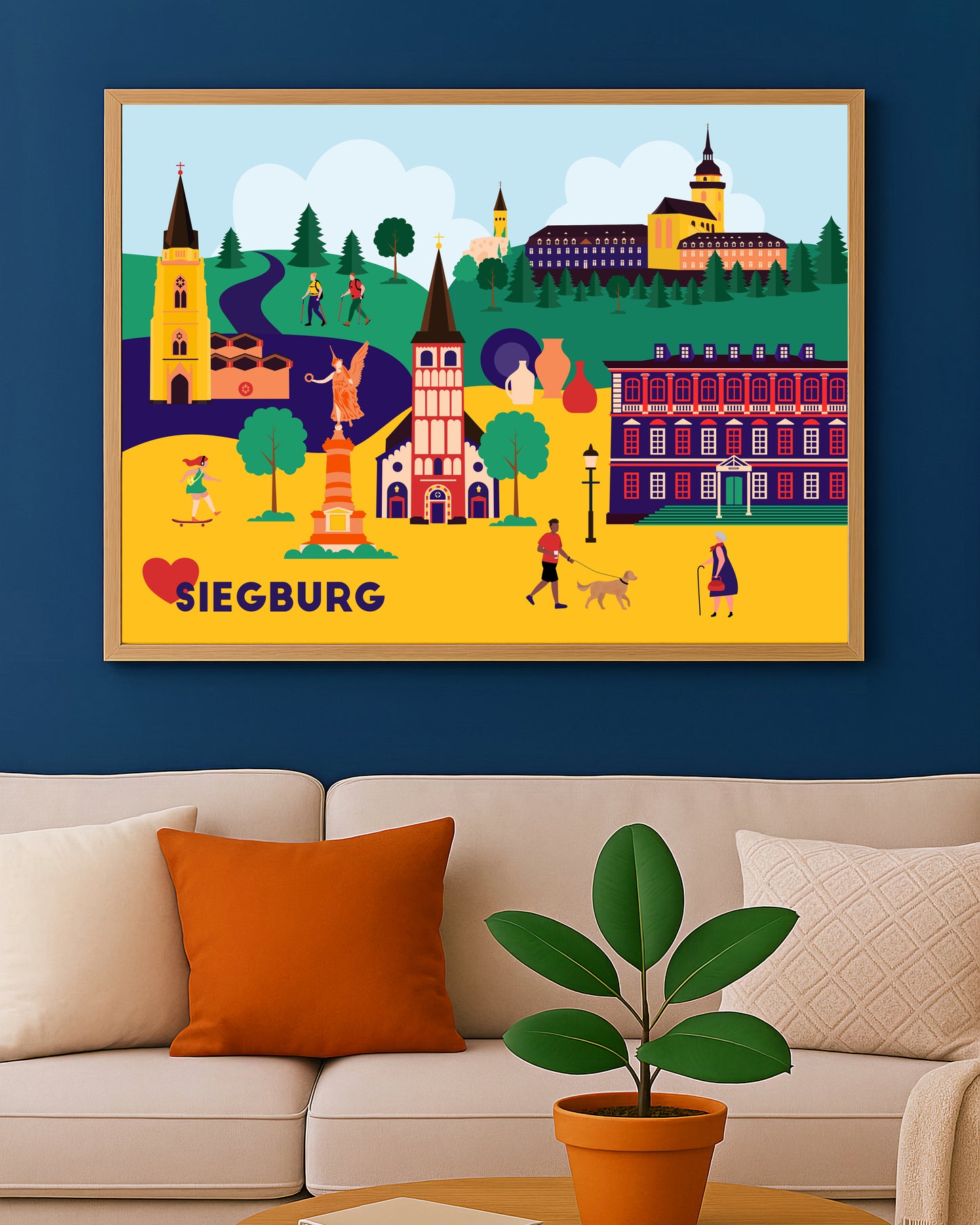 Stadtillustration Siegburg – modernes Poster für dein Zuhause