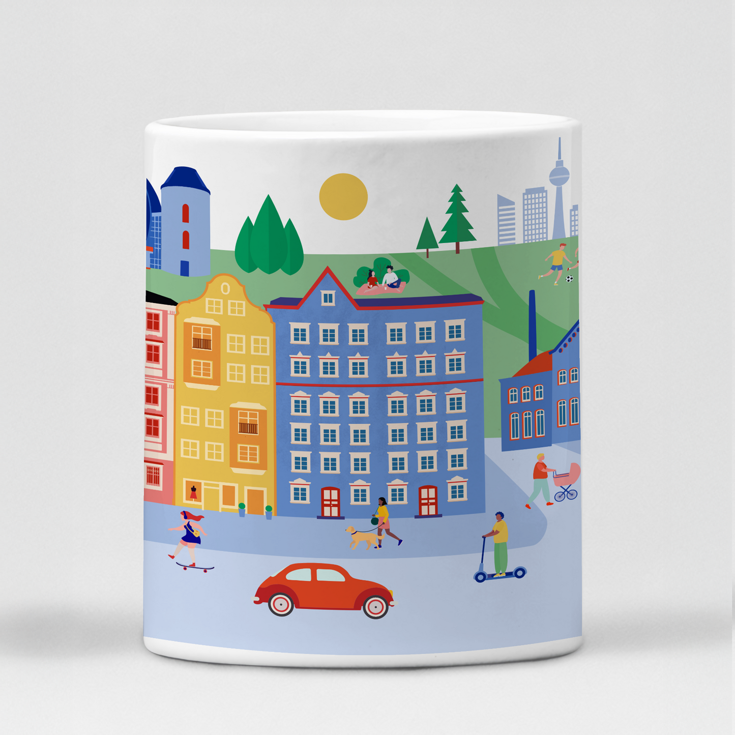 Keramiktasse mit Berliner Wahrzeichen und Altbauten