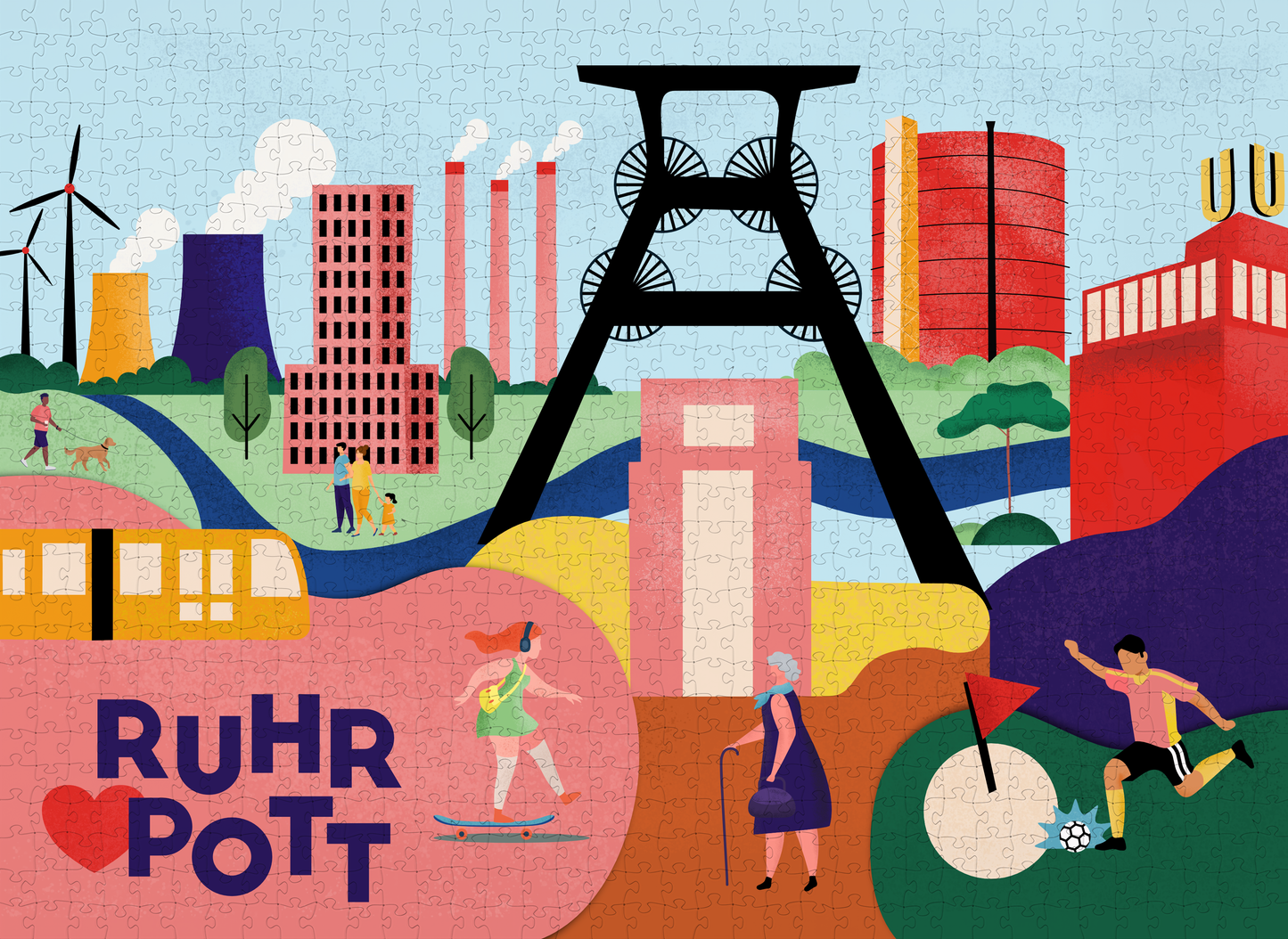 Puzzle mit moderner Ruhrpott-Grafik und Industriedesign