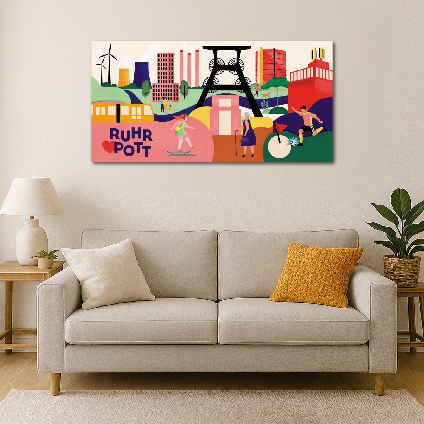 Künstlerische Ruhrgebiet-Collage als Leinwandbild – stilvoll, modern, regiona
