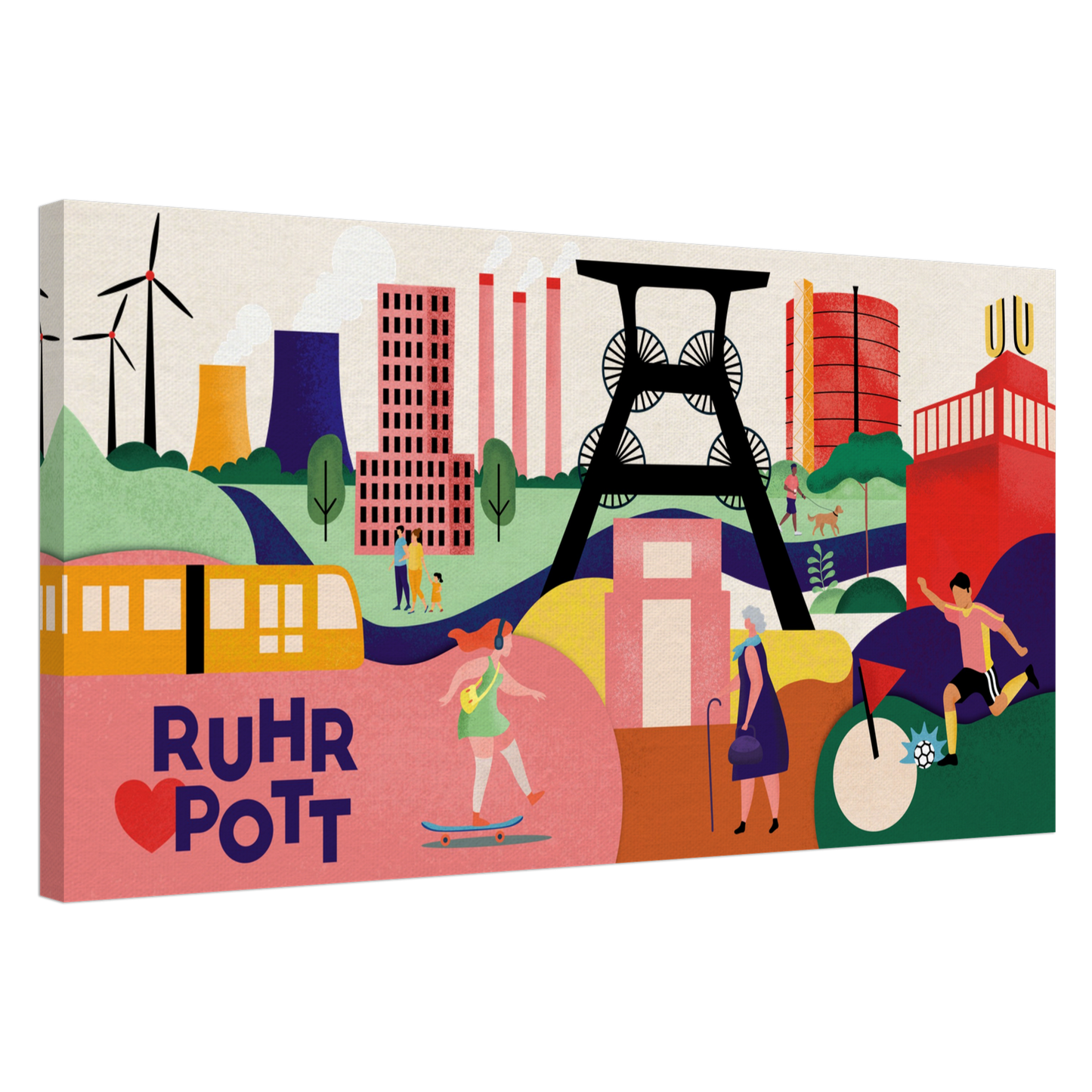 Bunte Leinwand mit Ruhrgebiet Motiv als Illustration