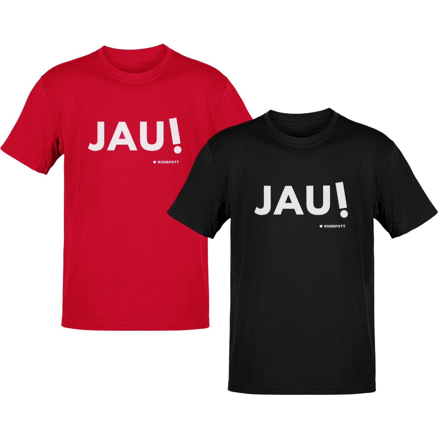 Baumwollshirt mit „JAU!“ Schriftzug – ideal für Ruhrgebiet-Fans.