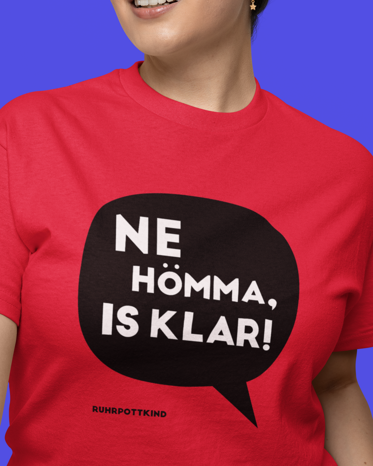 Ruhrpott T-Shirt „Ne Hömma, is klar!“ mit Sprechblase-Design in Schwarz