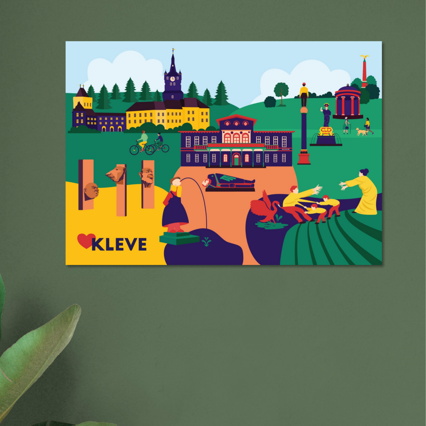 Stadtliebe als Poster: Kleve illustriert im Scandi-Stil