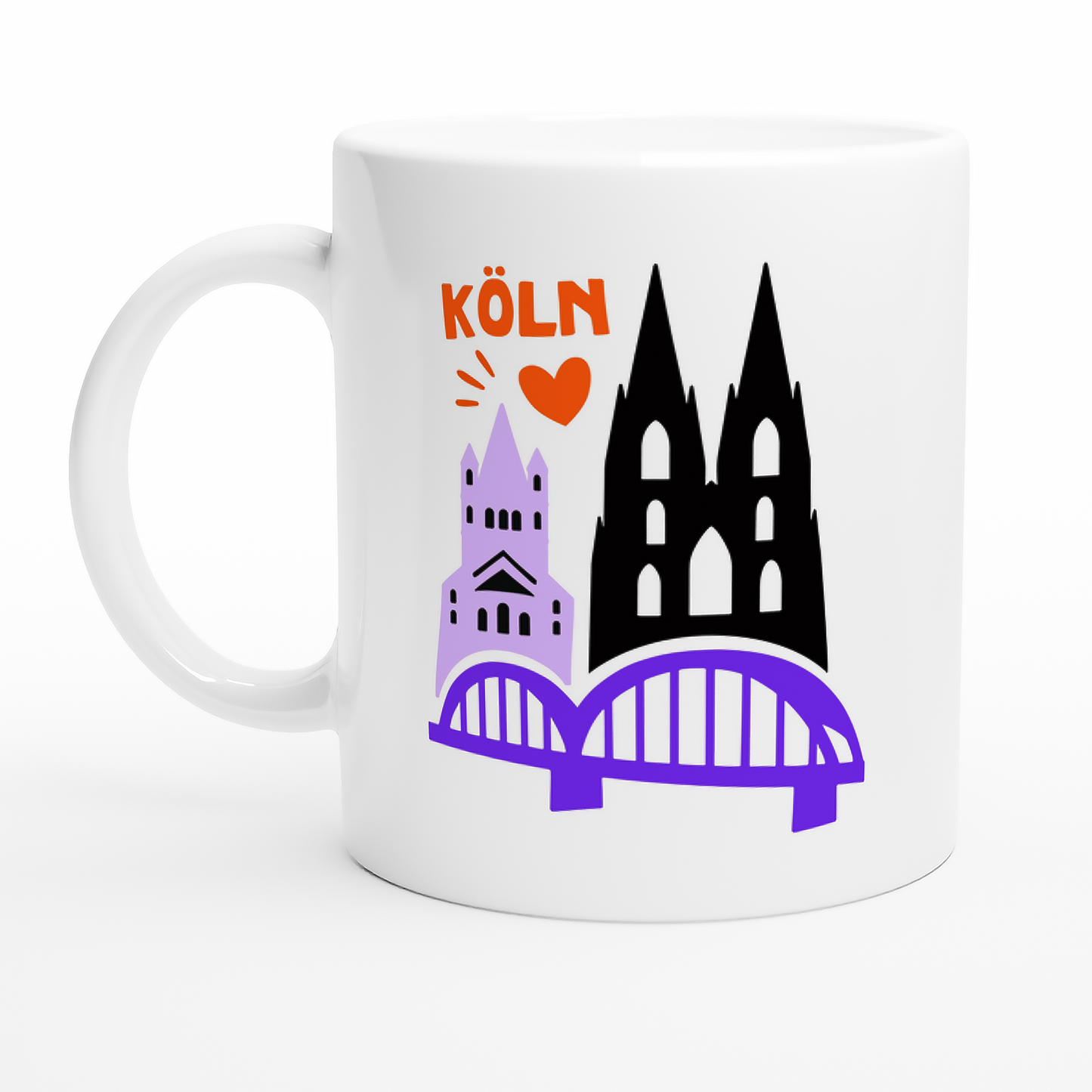 Köln Tasse mit Kölner Dom und Hohenzollernbrücke im minimalistischen Design