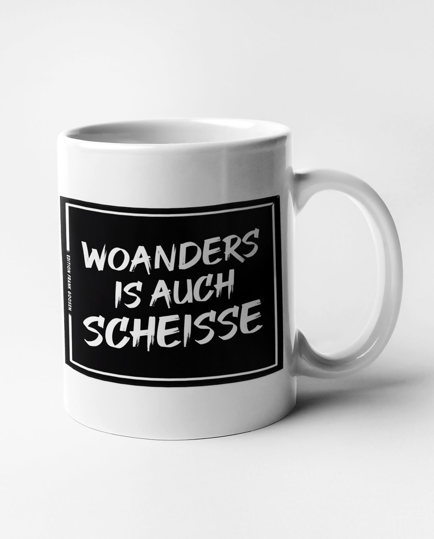 Ruhrpott-Tasse mit humorvollem Zitat von Frank Goosen, ideal als Geschenk für Fans des Ruhrgebiets.