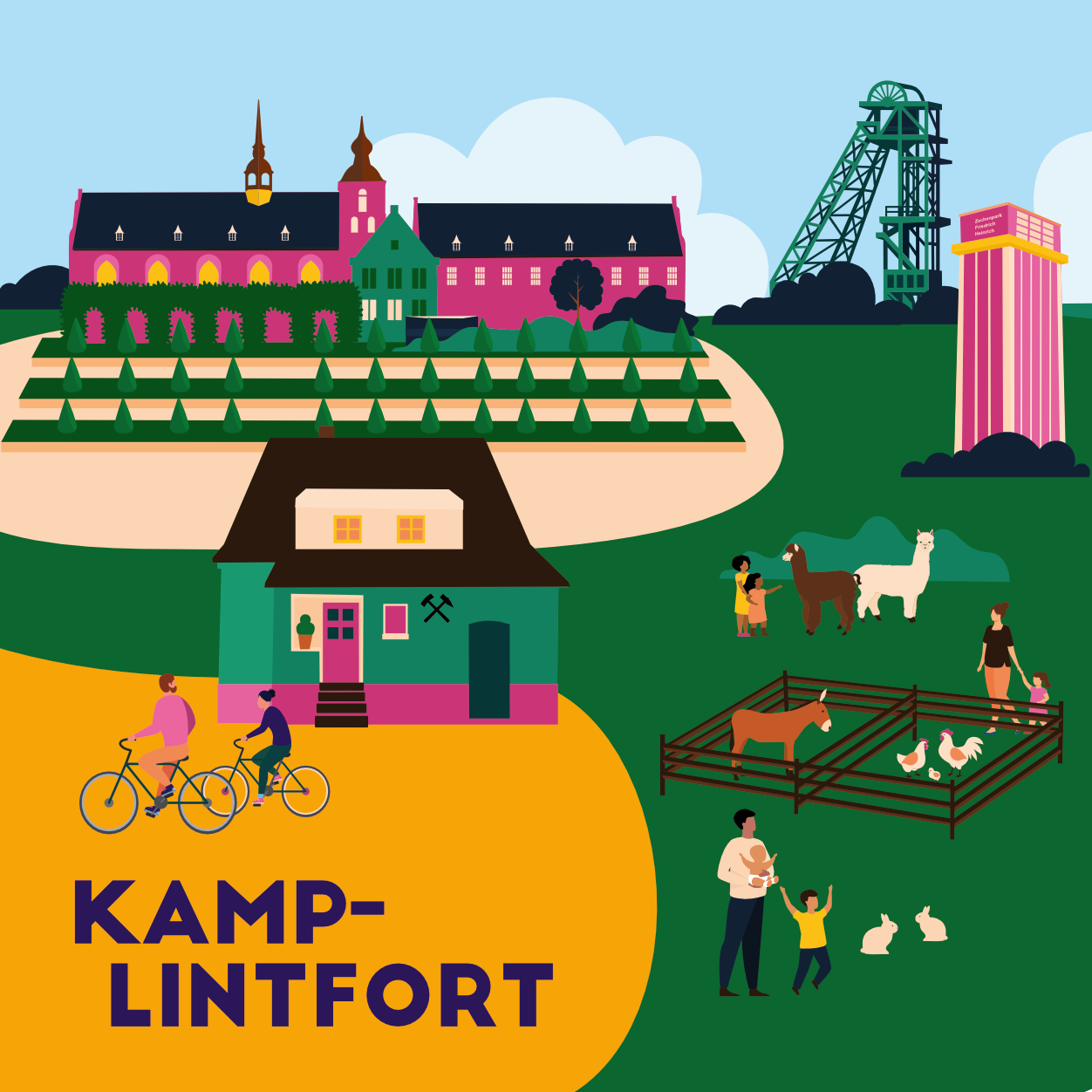 Moderne Illustration mit Wahrzeichen von Kamp-Lintfort