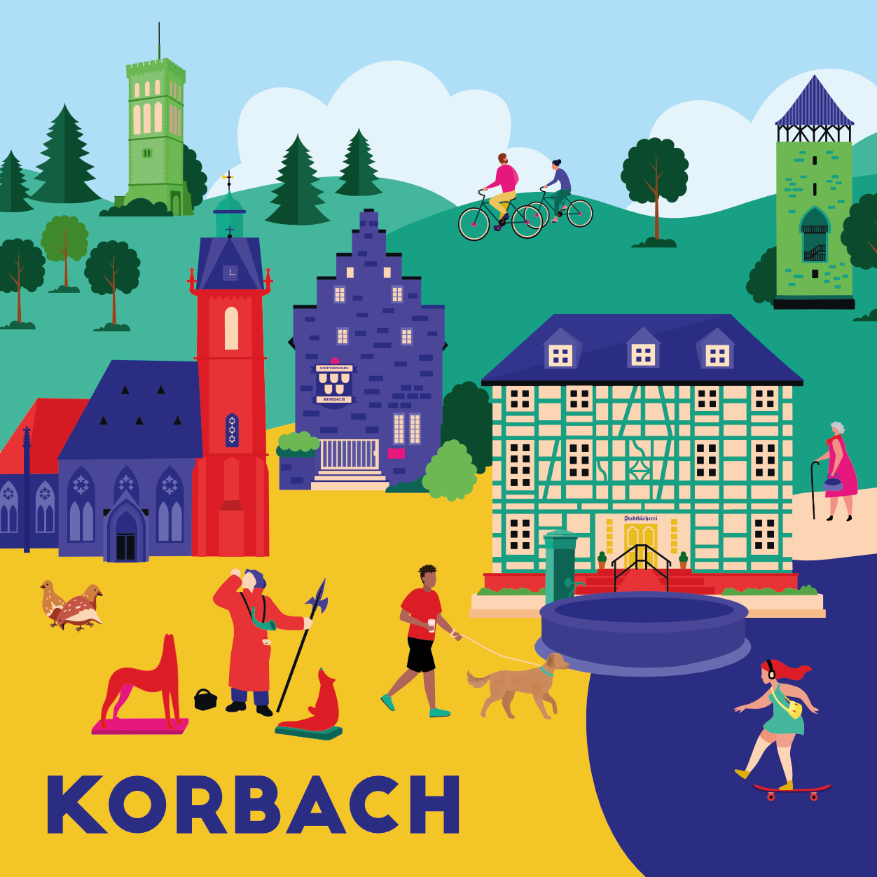 Stadt Illustration von Korbach. 