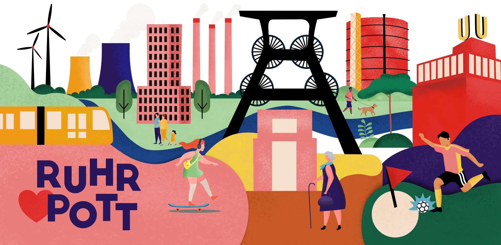 Ruhrpott Motiv mit moderner minimalistischen Illustration