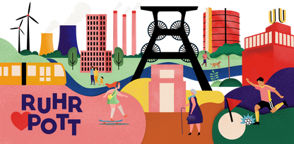 Ruhrpott Motiv mit moderner minimalistischen Illustration