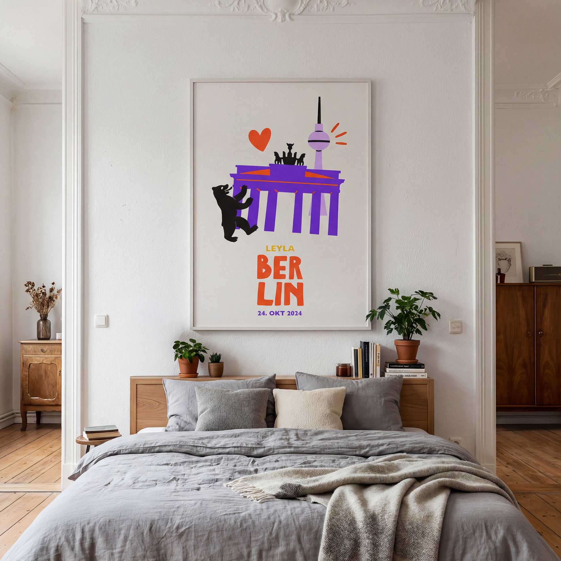 personalisiertes poster berlin illustration name datum wandkunst schlafzimmer modern
