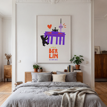 personalisiertes poster berlin illustration name datum wandkunst schlafzimmer modern