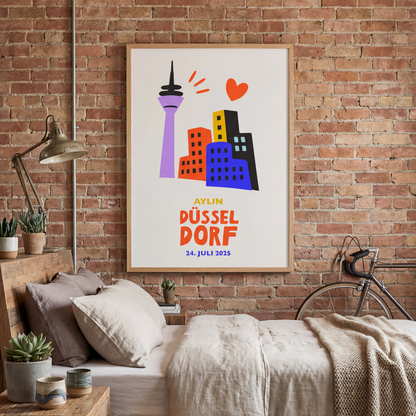poster personalisiert düsseldorf illustration wandkunst schlafzimmer urban chic