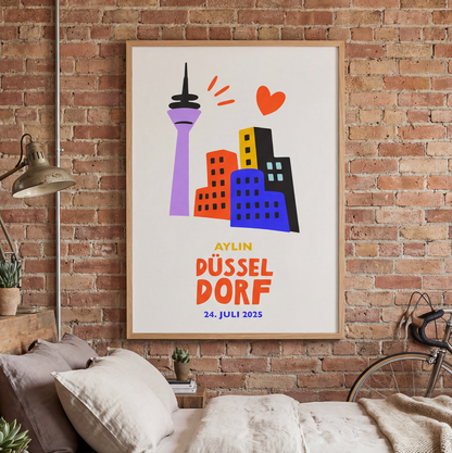 poster personalisiert düsseldorf illustration wandkunst schlafzimmer urban chic