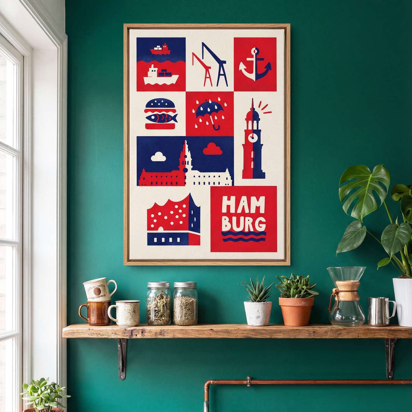 souvenir hamburg icon design leinwand für die kaffeebar kunstdrucke