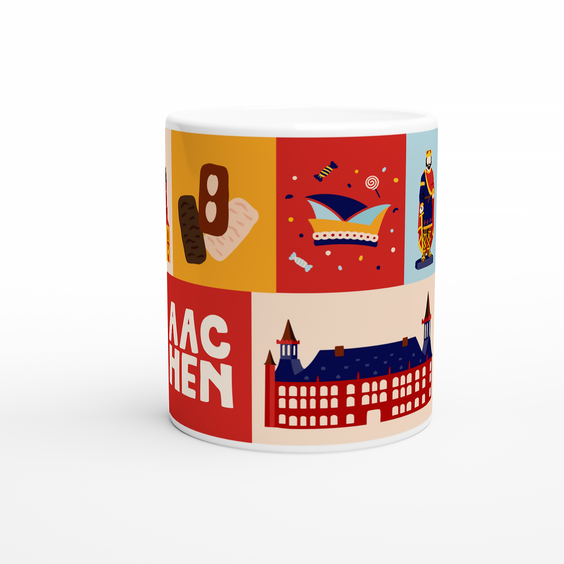 Nahaufnahme Kaffebecher personalisiert Design Aachen Printen und Elisenbrunnen Illustration