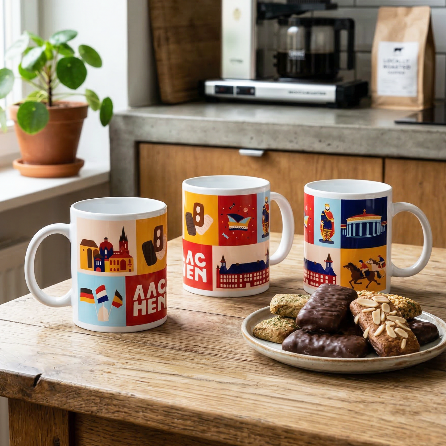 Aachen Tasse neben frischen Aachener Printen
