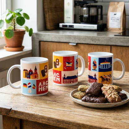 Aachen Tasse neben frischen Aachener Printen