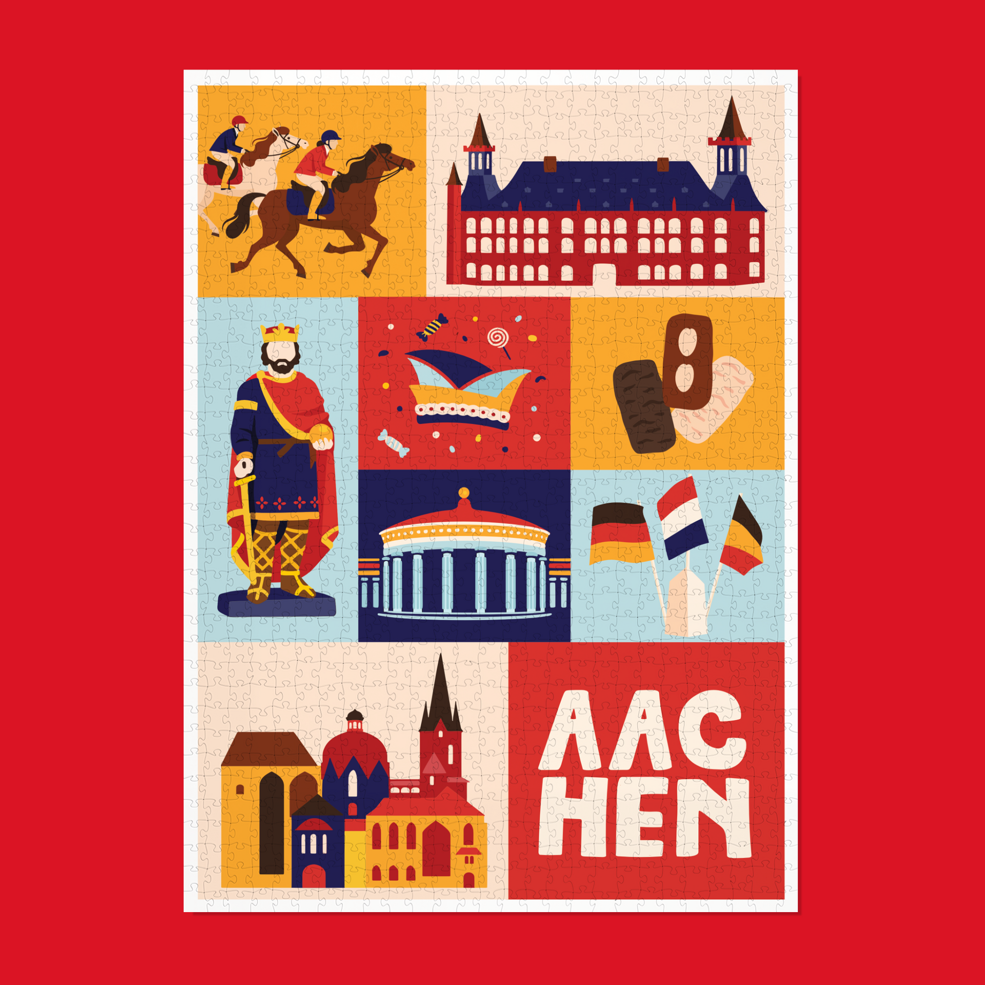 Grafisches Städte-Puzzle Aachen als Geschenkidee für Design-Fans.